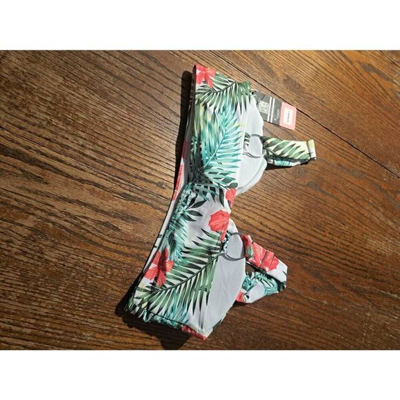 New Shekini Bikini Top Size Large Tropical Floral Padded Swimwear Adjust Straps - Picture 2 of 3